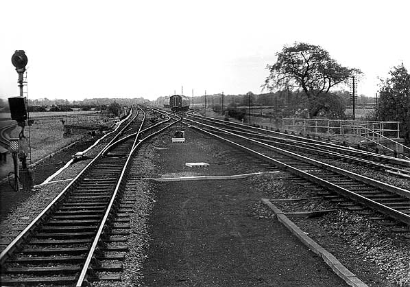 Looking the other way, a Liverpool-bound express negotiates Cordio Junction off the Main Line in 1966, within a year of the LNR's closure between Northallerton and Harrogate