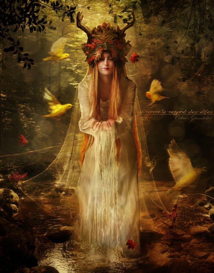 Abnoba is a Goddess of the Black Forest, a region with many therapeutic springs such as the famous Baden-Baden. Her Celtic name is related to the word for river and where the English River named Avon comes from