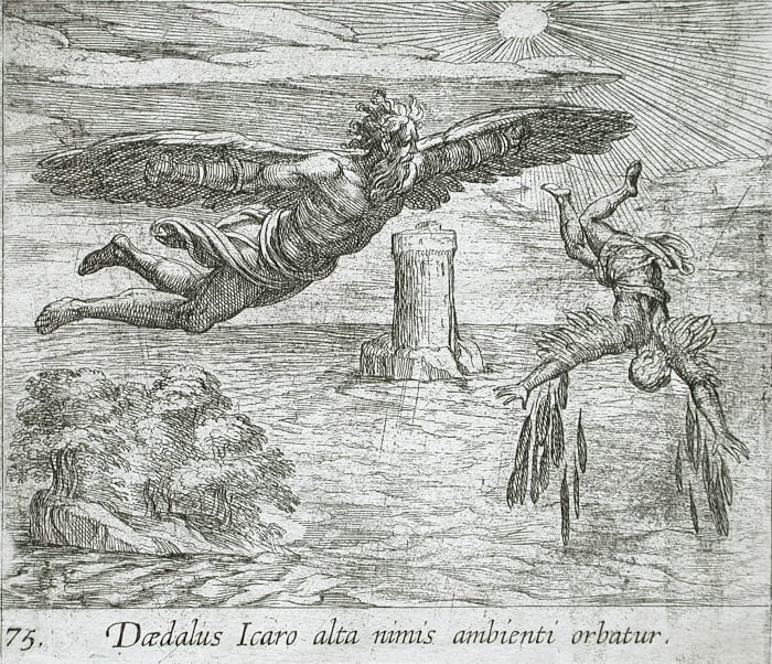 "The Fall of Icarus" (1606) by Antonio Tempesta Italian (Florence, Italy 1555 - 1630 Rome, Italy) from Illustrations to Ovid's "Metamorphoses" Print Italian , 17th century Etching 10.5 x 12 cm (4 1/8 x 4 3/4 in