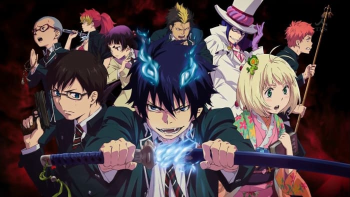 Rin Okumura, Yukio Okumura, Shiemi Moriyama, Ryuji Suguro, Konekomaru Miwa, Renzo Shima, Izumo Kamiki, Shura Kirigakure and Mephisto Pheles from Ao no Exorcist.