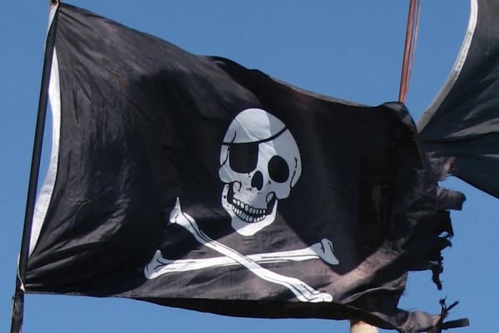 One of the traditional pirate flags brought out and flown when a ship was about to be overtaken, or when pirates were being chased by naval officials.