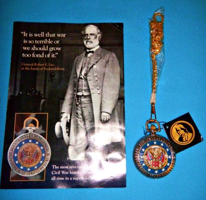 Franklin Mint Collector Watch of Robert E. Lee, pocket watch with chain, the amount of Civil War, and Confederate memorabilia is amazing to behold.