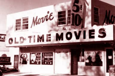 The original iteration of The Silent Movie Theater, same venue but different name and facade, as owned by John and Dorothy Hampton.