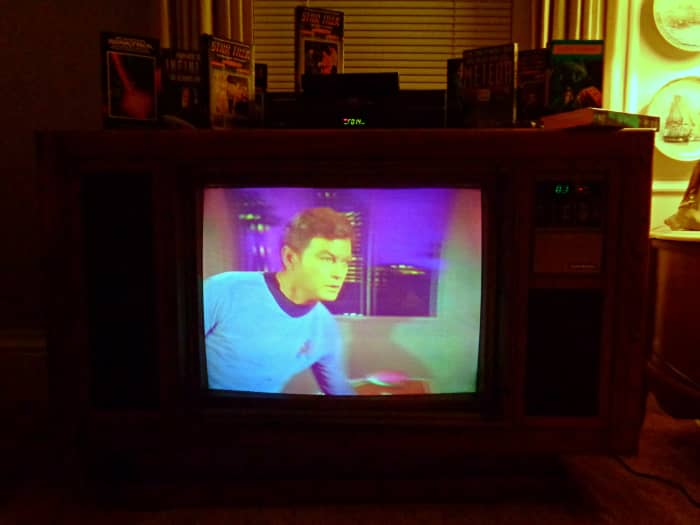 The color gun package in most Curtis Mathes televisions from this era are packed together in stripes like a aperture grille, or in some cases designed in clusters or triads. The Curtis Mathes Color CRT has for each primary color three electron guns