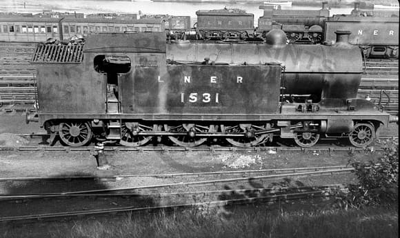 Class A8 1531 stands waiting for duty in 1935 at Whitby... days of milk and honey? If you had the cash, although Saturdays would be busier