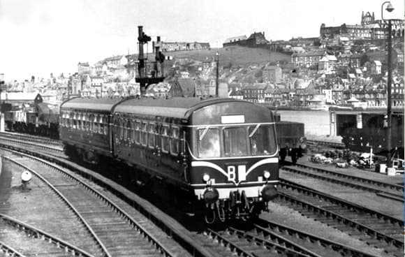 Standard Class 4 was in turn displaced by diesel multiple units based at Middlesbrough. In 1963, Scarborough's mpd was closed. Metro-Cammell dmu sets ran through from Middlesbrough 1965, when the Whitby-Scarborough line felt Beeching's axe
