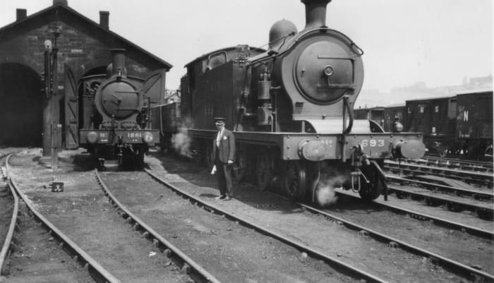 Whitby shed in LNER days before WWII - Class A6 takes the sun before returning to duty