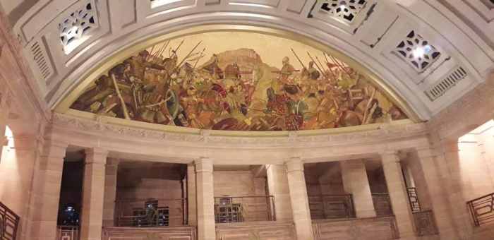 The ceiling at the entrance of the Ummaid Bhavan Palace. You can see beautiful paintings.