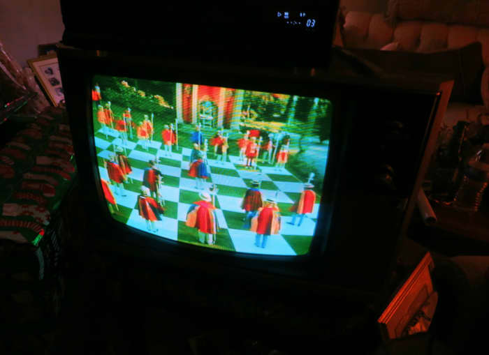 The life size chess board on “The Prisoner” is in beautiful brilliant color on the Quasar, Chassis number is LC119