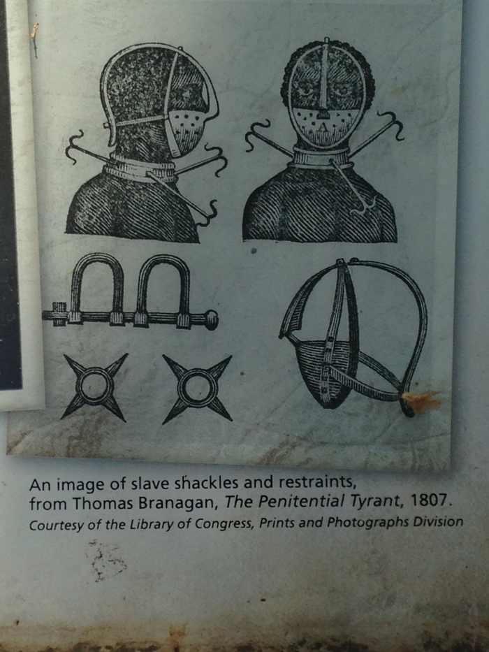 WHO SAID WHITES DIDN'T GIVE BLACKS ANYTHING; ACCOUTREMENTS USED TO SHACKLE BLACKS DURING TRANSPORT TO MARKET.