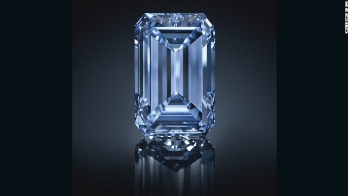 The world's largest blue diamond, an extremely rare gem known as "The Oppenheimer Blue", sold for $57.5 million at auction. The most expensive diamond ever.
