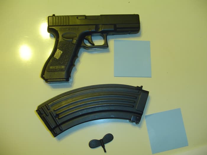 AK 47 magazines made by Tokyo marui come with a hex winding key, making rewinding in the field easy! Dont lose the hex key!