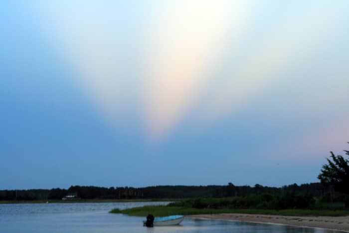 While we never caught a glimpse of Chessie the Sea Monster during our four day/night camping trip on a secluded island in the Chesapeake Bay, we did get a very odd but spectacular light show!