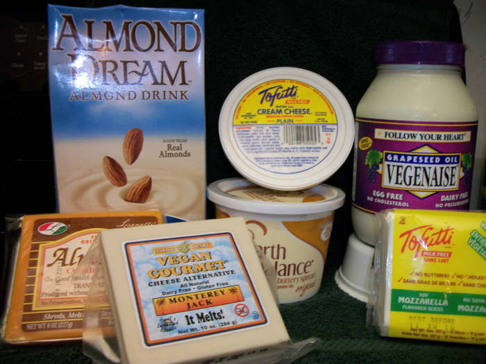 Dairy Substitutes. The "cheddar" Almond Cheese has milk casein, and is therefore not vegan or casein free. Read your labels! Personal Photo.