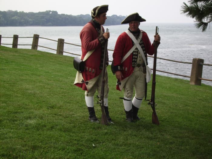 Two Colonial era British soldiers at Old Ft. Niagara in Youngstown, New York