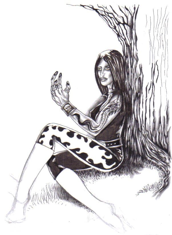 This unfinished witch drawing was abandoned as I already knew I had the pose right it was just a case of re-drawing it.