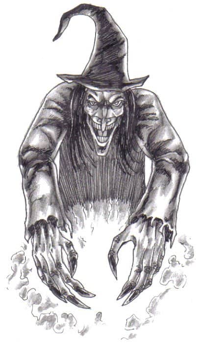The final witch drawing it is just about defining the light and dark areas so that there is a separation of the different witch elements like the face etc.