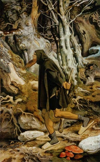 Moritz von Schwind's 1851 painting Ruebezahl features Amanita Muscaria - Magical Mushrooms or Fly Agaric in the common language, just below his main shoes