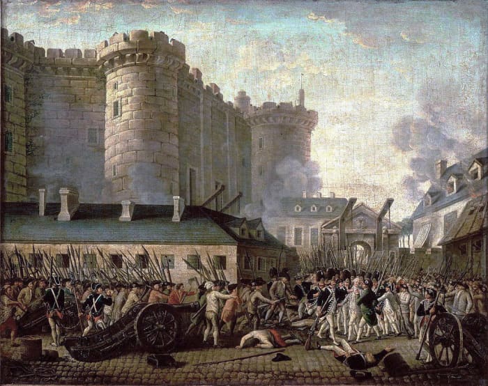 Storming of the Bastille and arrest of the Governor M. de Launay, July 14, 1789.