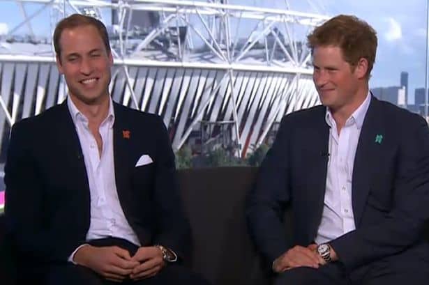 Brothers William and Harry, sat next to one another both wearing the respective watches discussed below.