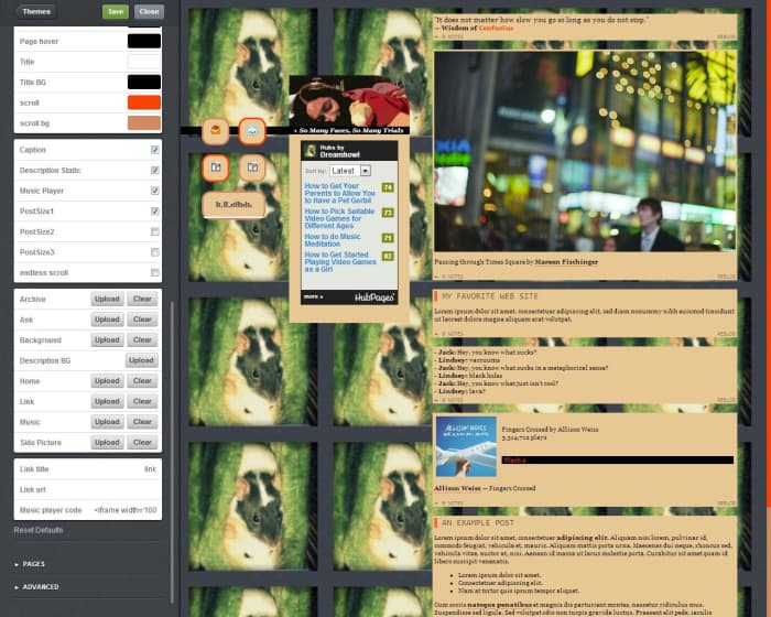 Using photographs as your Tumblr background can result in unattractive overlap.