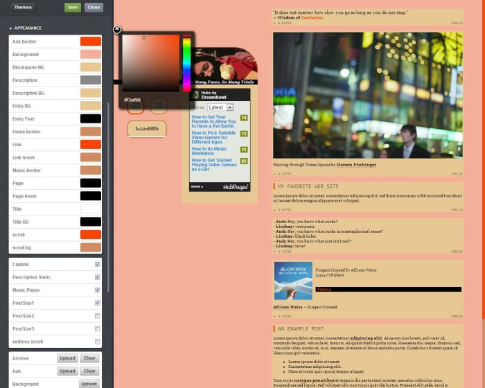 Changing your Tumblr theme's background color is easy if you don't have a background.