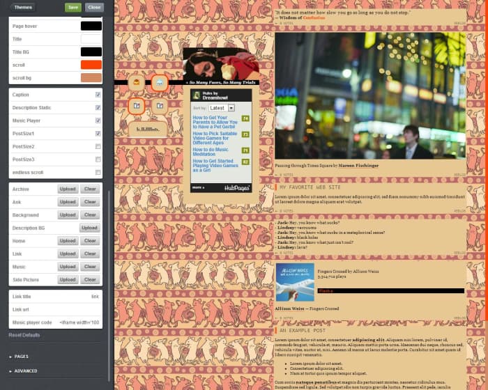 A patterned image looks much better when overlapping on your blog's background.