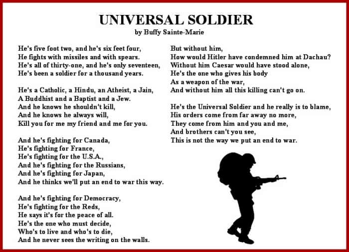 'Universal Soldier' Vietnam War Song Lyrics
