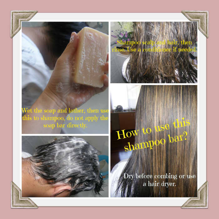 How to use the shampoo bar? Wet the soap and lather on your hands. Lather on your wet hair and scalp, massage on scalp.