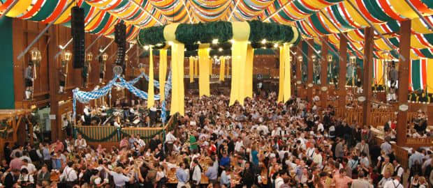 Hofbrau-Festzelt. Largest beer tent at the Oktoberfest. It holds 10.000 beer drinkers.