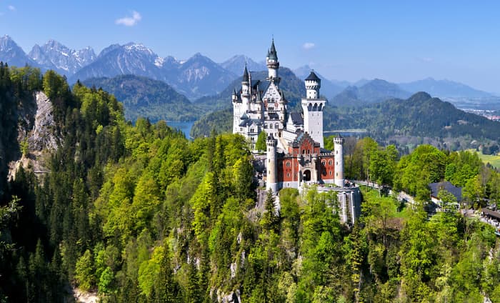 Within an hour drive from Munich is Neuschwanstein Castle, the most famous castle in Germany. Home of Mad Ludwig II of Bavaria in the 19th century.