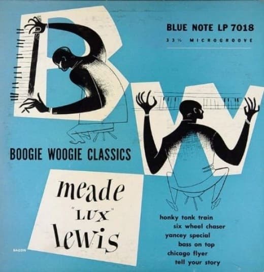 Meade Lux Lewis "Boogie Woogie Classics" Blue Note Records BLP 7018 10" LP Vinyl Microgroove Record (1951) Album Cover Art & Design by Paul Bacon