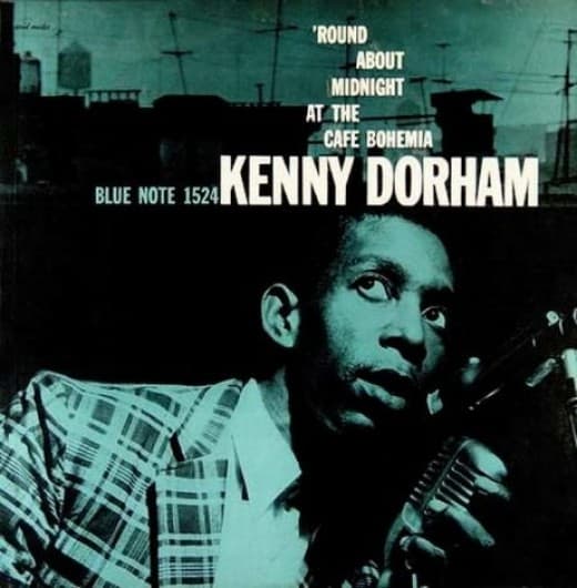 Kenny Dorham "Round About Midnight" Blue Note Records 1524 LP Vinyl Record (1956) Album Cover Art Design by Reid Miles, Photo by Francis Wol