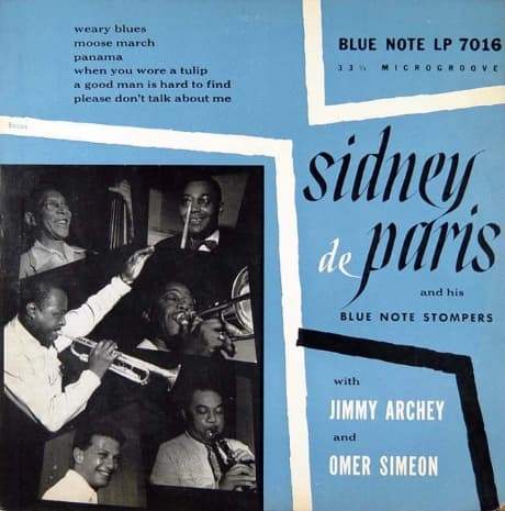Sidney de Paris & His Blue Note Stompers Blue Note Records BLP 7016 10" LP Vinyl Microgroove Record (1951) Album Cover Design by Paul Bacon Photo by Francis Wolff (1951)