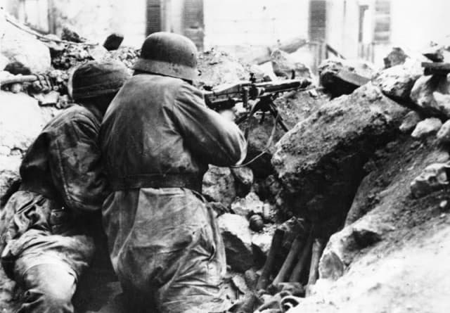 German paratroops readily took up position in the ruined abbey after the B17s had created the ideal fighting ground for them