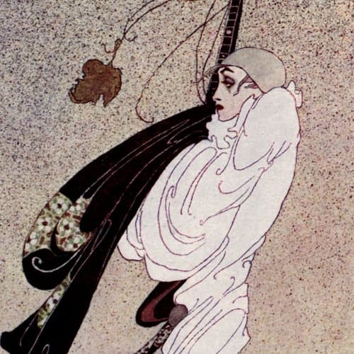 Here we show a portion of "Fallen Leaves" - a design by Kay Nielsen inspired by the tragic tale of Pierrot.