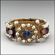 Date: between 500 and 700 Medium: Gold, silver, pearls, amethyst, sapphire, glass, quartz Location: The Met Fifth Avenue in Gallery 302