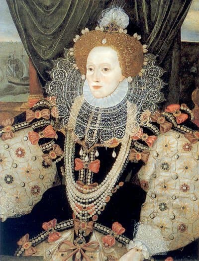 Symbolism is rife in this famous image of Queen Elizabeth I. Pearls - symbolic of purity - decorate the queen's head and gown.