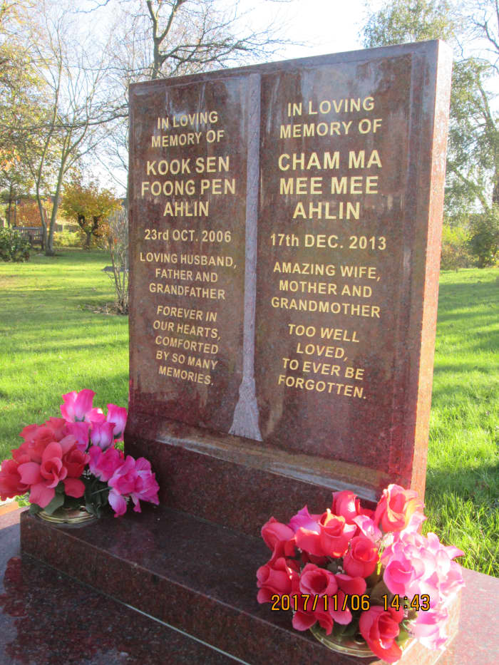 Migrants from the Far East who've done well like to mark their parents' passing with a north-facing 'open book' memorial