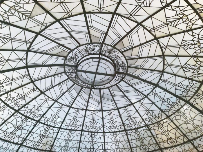 The glass paintings and frescos of the hotel are all works of Jenő Haranghy, Hungarian artist, professor of the College of Applied Arts of Budapest. The famous Glass Dome (or Kupola) made by Jeno Haranghy.