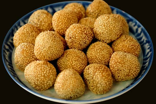 Sesame coated deep fried Glutinous Rice Balls, a popular Chinese dessert/snack. Image: Yan Guo|Shutterstock.com