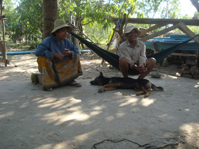 Book ka Make (Father in Law) and Mai ka Make (Mother in Law) staying cool in the heat! It's always Hot in Cambodia!