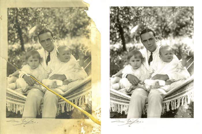 Fully featured photo restoration software like Photoshop - and "GIMP" - with practice can help you perform miracles with damaged images