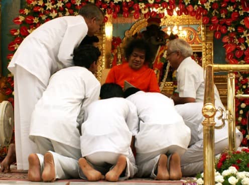 Blessing the members of the programme that had been planned by the Sathya Sai Organization (Andhra Prdesh).