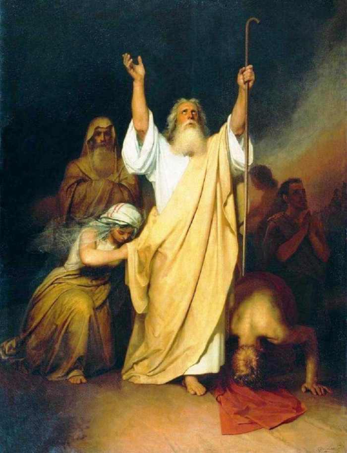 Ivan Nikolaevich Kramskoi (1837 - 1887) A prayer of Moses after the Israelites go through the Red Sea Oil on canvas, 1861 142 x 105 cm