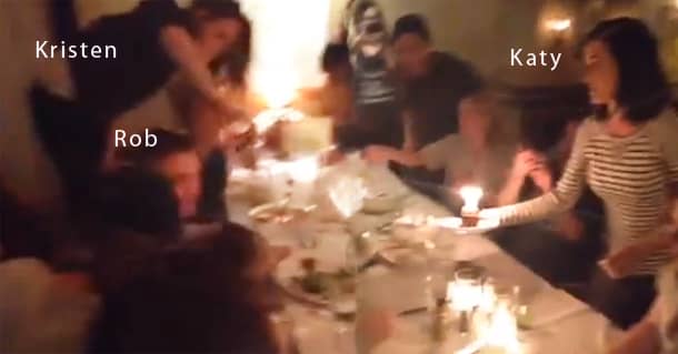 Rob, Kris and Katy in a birthday party video (Katy's birthday, I think) - a few weeks before they broke up.