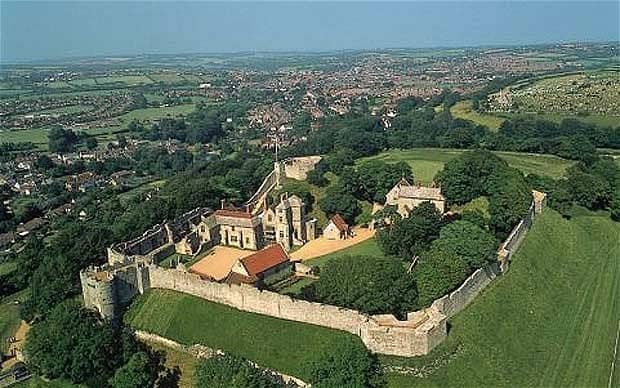 Carisbrooke Castle near Newport, Isle of Wight, seen from the air - another estate given to fitzOsbern in return for services rendered near Hastings