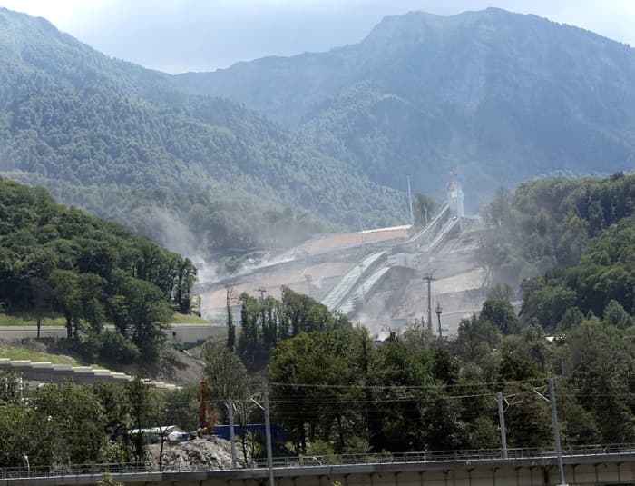 Unfinished Ski Jumping arena, Estosadek, Sochi, Russia (used in 2014 Olympic Winter Games)