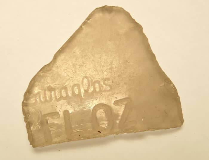 Exhibit A: Glass found on the creek from the Owens-Illinois Glass Co. dated 1940 to mid 1950's.