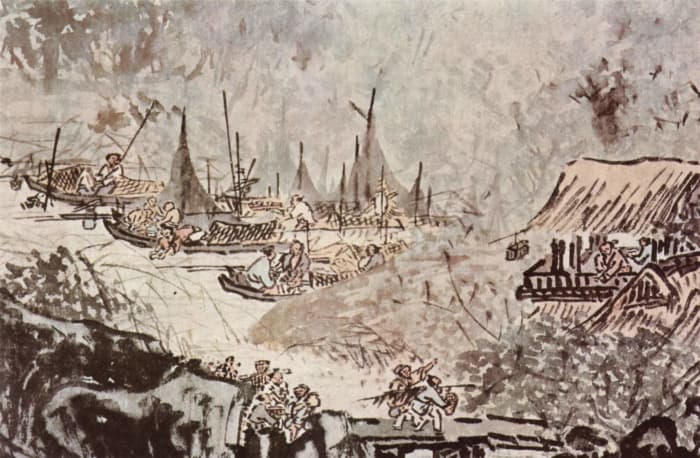 Public Domain - A glimpse into life in a Chinese fishing village during the Ming Dynasty (1368-1644). Painted by Wu Wei (1632-1718), this landscape painting was made with ink and color on paper.